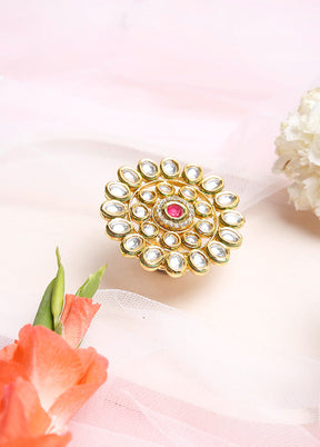 Gold Plated Kundan Finger Ring - Indian Silk House Agencies