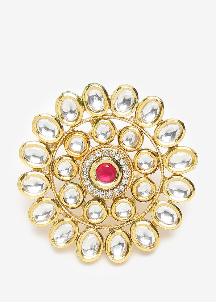 Gold Plated Kundan Finger Ring - Indian Silk House Agencies