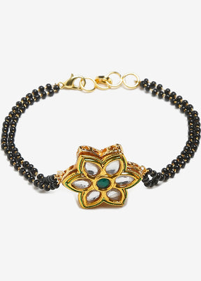 Gold Plated Kundan Mangalsutra Bracelet - Indian Silk House Agencies