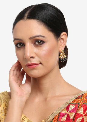 Gold Plated Kundan Dangler Earrings - Indian Silk House Agencies