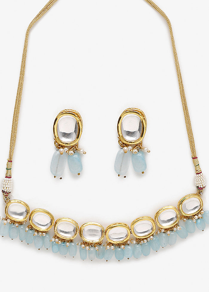 Blue Choker Necklace Set With Studs - Indian Silk House Agencies