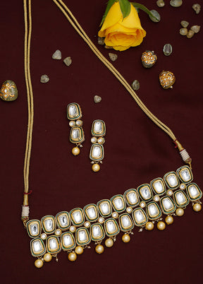 Meenakari Kundan Choker Necklace Set With Earrings - Indian Silk House Agencies