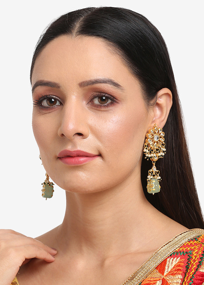 Gold Plated Kundan Dangler Earrings - Indian Silk House Agencies