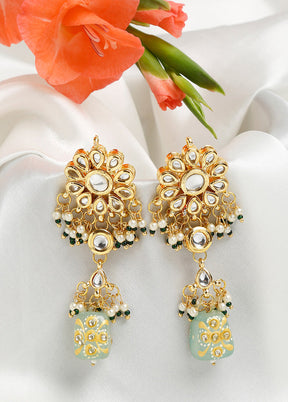 Gold Plated Kundan Dangler Earrings - Indian Silk House Agencies