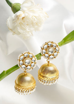 Gold Plated Kundan Jhumka Earrings - Indian Silk House Agencies