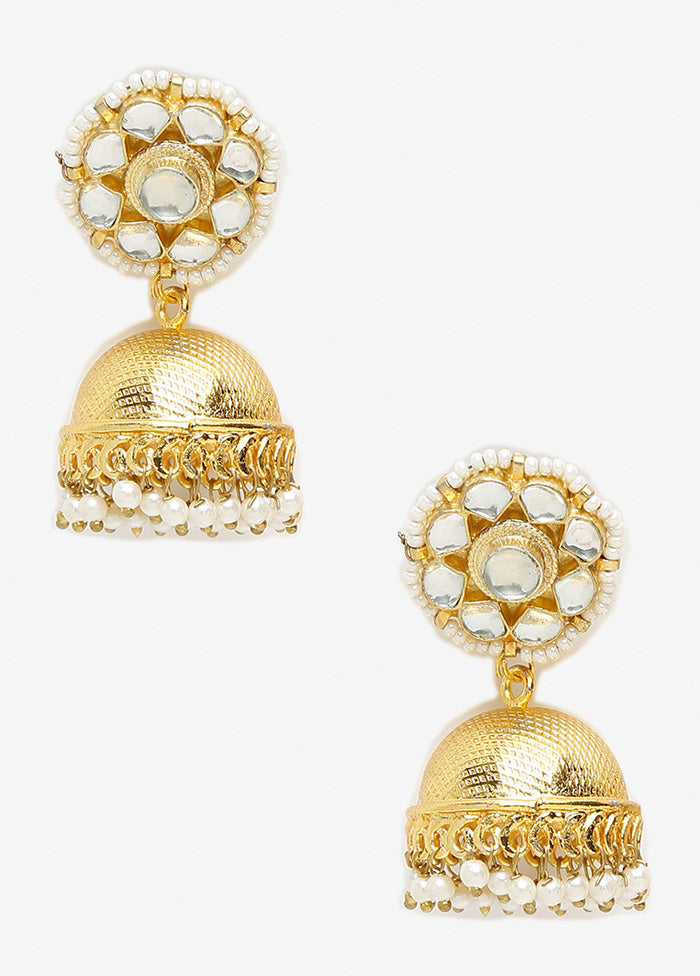 Gold Plated Kundan Jhumka Earrings - Indian Silk House Agencies