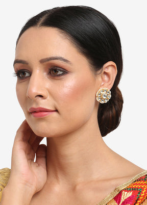 Gold Plated Kundan Stud Earrings - Indian Silk House Agencies