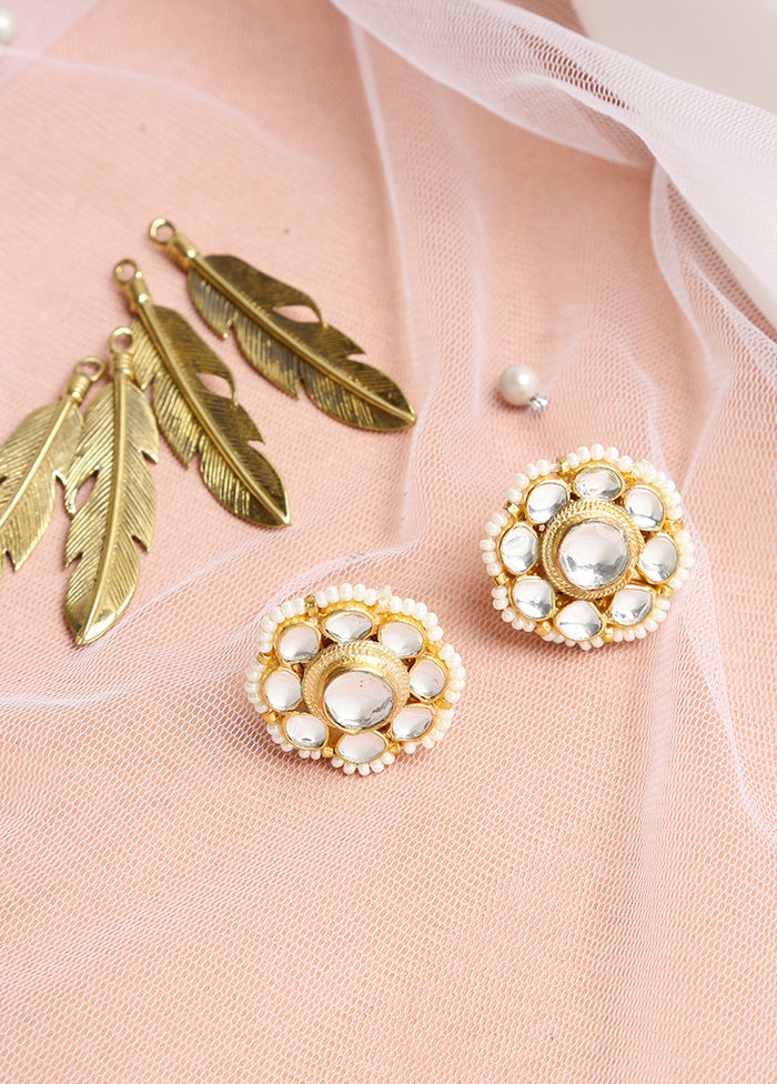 Gold Plated Kundan Stud Earrings - Indian Silk House Agencies