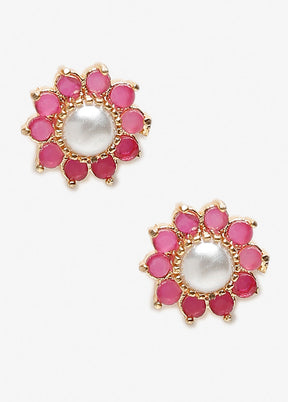 Gold Plated Kundan Stud Earrings - Indian Silk House Agencies