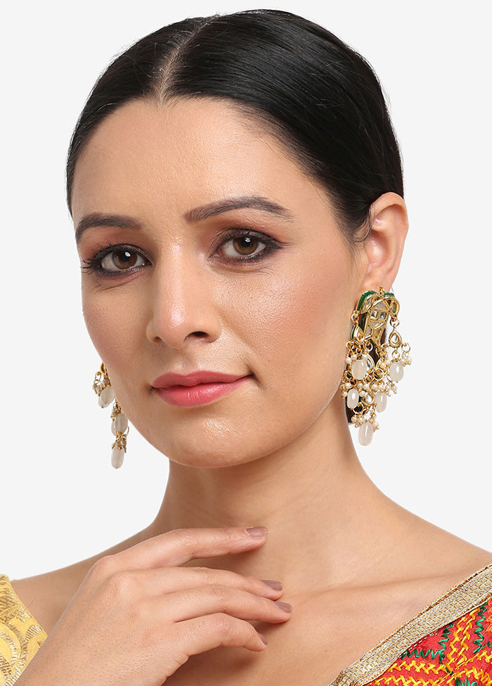 Gold Plated Kundan Dangler Earrings - Indian Silk House Agencies