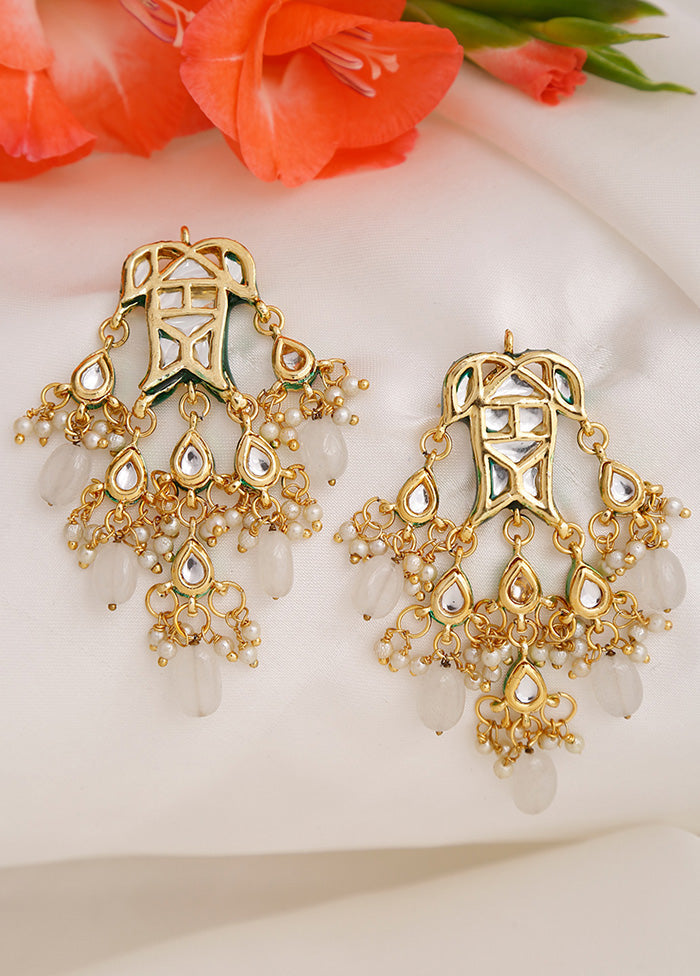 Gold Plated Kundan Dangler Earrings - Indian Silk House Agencies