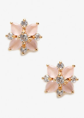 Gold Plated Kundan Stud Earrings - Indian Silk House Agencies