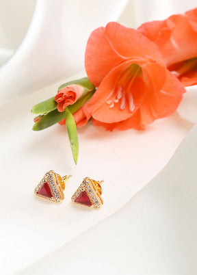 Gold Plated Kundan Stud Earrings - Indian Silk House Agencies