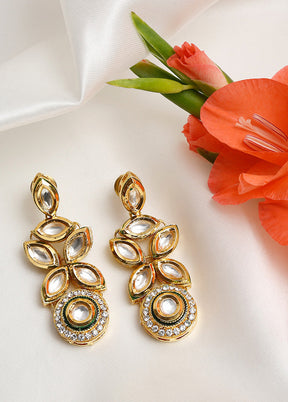 Gold Plated Kundan Dangler Earrings - Indian Silk House Agencies