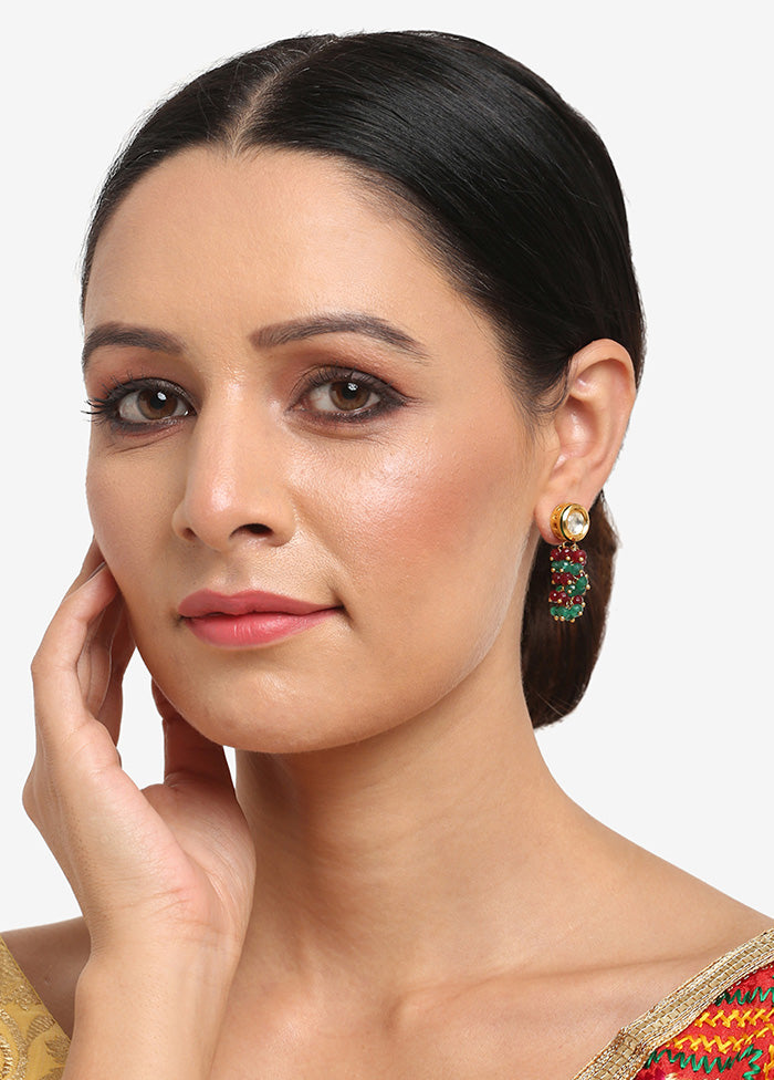 Gold Plated Kundan Dangler Earrings - Indian Silk House Agencies