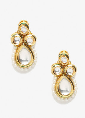 Gold Plated Kundan Stud Earrings - Indian Silk House Agencies