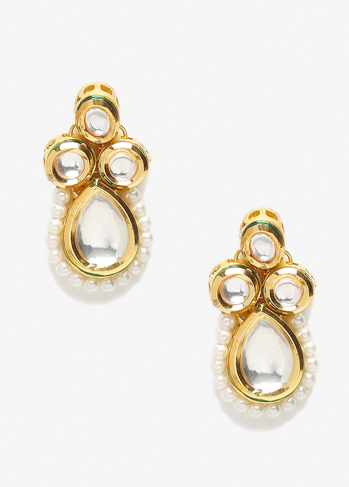 Gold Plated Kundan Stud Earrings - Indian Silk House Agencies