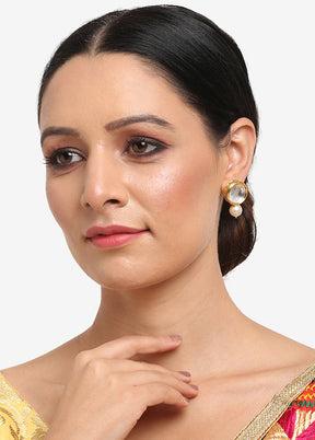 Gold Plated Kundan Stud Earrings - Indian Silk House Agencies