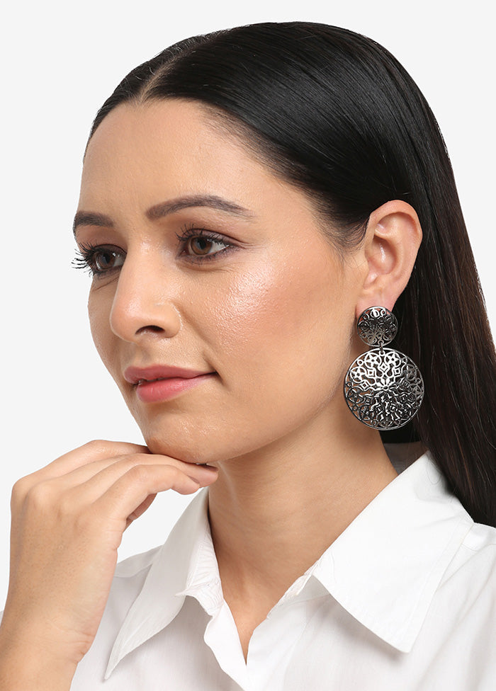 Silver Plated Kundan Dangler Earrings - Indian Silk House Agencies