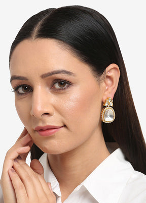 Gold Plated Kundan Dangler Earrings - Indian Silk House Agencies