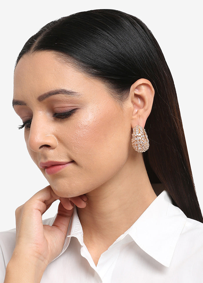 Rose Gold Plated Kundan Loop Earrings - Indian Silk House Agencies