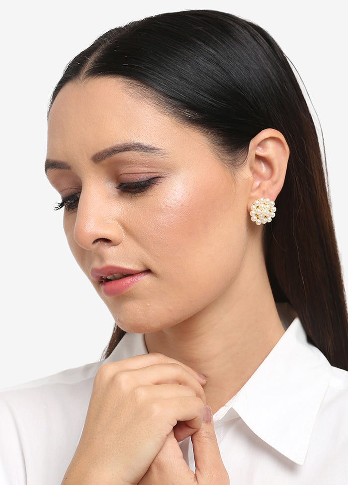 Gold Plated Kundan Stud Earrings - Indian Silk House Agencies