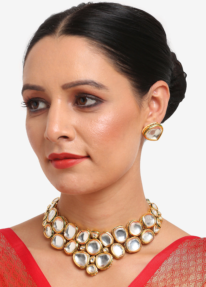 Kundan Choker Necklace Set With Studs - Indian Silk House Agencies