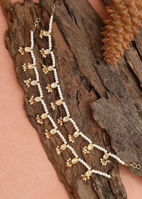 Pair Of White Beaded Anklets - Indian Silk House Agencies