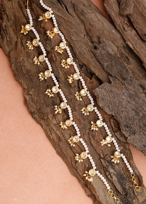 Pair Of White Beaded Anklets - Indian Silk House Agencies