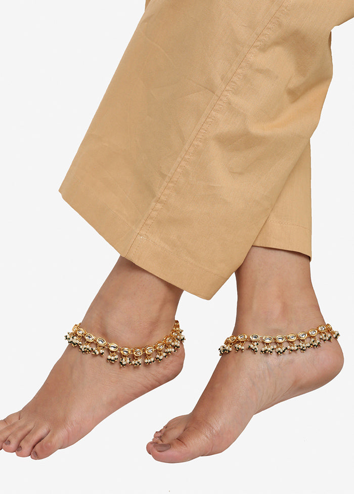 Pair Of White Beaded Anklets - Indian Silk House Agencies