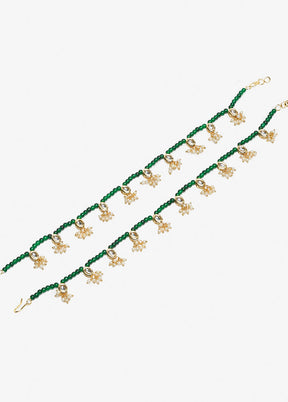 Pair Of Green Beaded Anklets - Indian Silk House Agencies