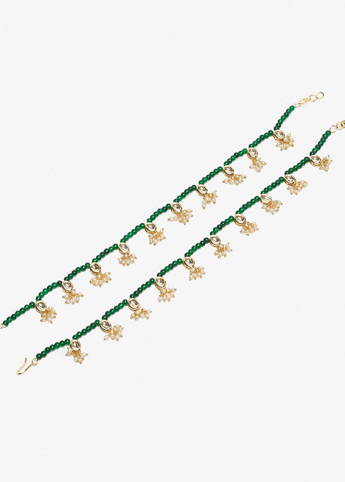 Pair Of Green Beaded Anklets - Indian Silk House Agencies