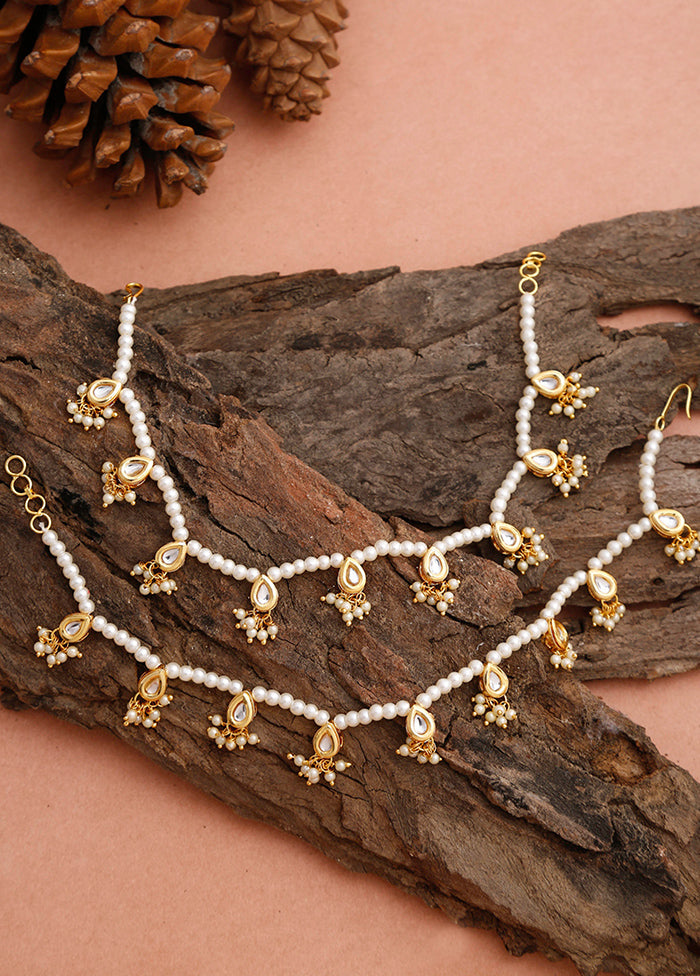 Pair Of White Beaded Anklets - Indian Silk House Agencies