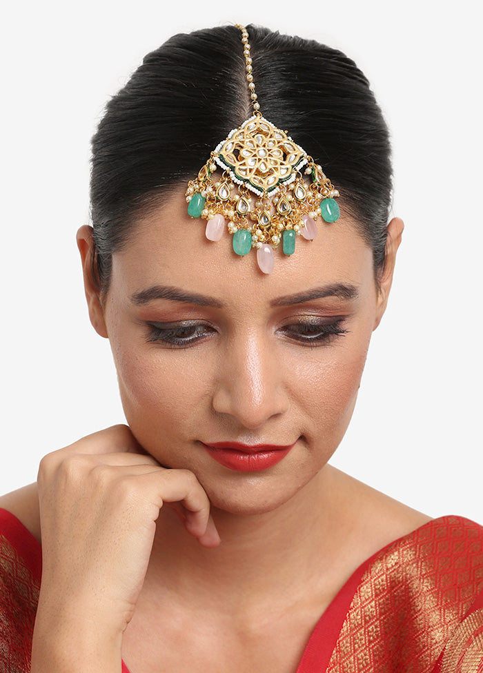 Gold Plated Kundan Mangtika Head Jewellery - Indian Silk House Agencies