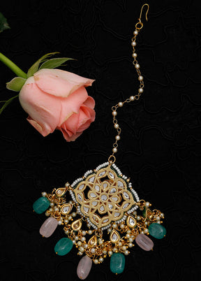 Gold Plated Kundan Mangtika Head Jewellery - Indian Silk House Agencies