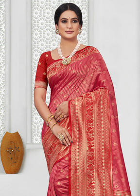 Pink Spun Silk Saree With Blouse Piece - Indian Silk House Agencies