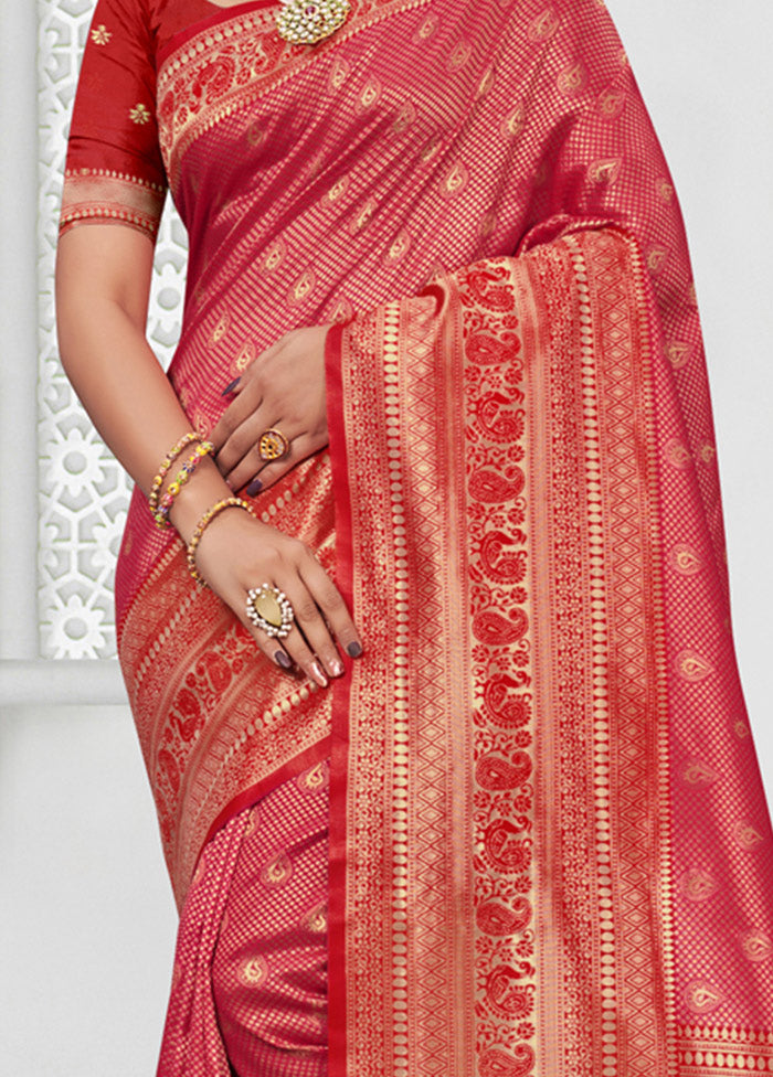 Pink Spun Silk Saree With Blouse Piece - Indian Silk House Agencies