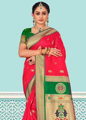 Pink Spun Silk Saree With Blouse Piece - Indian Silk House Agencies