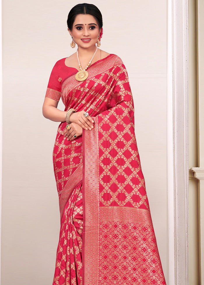 Pink Spun Silk Saree With Blouse Piece - Indian Silk House Agencies