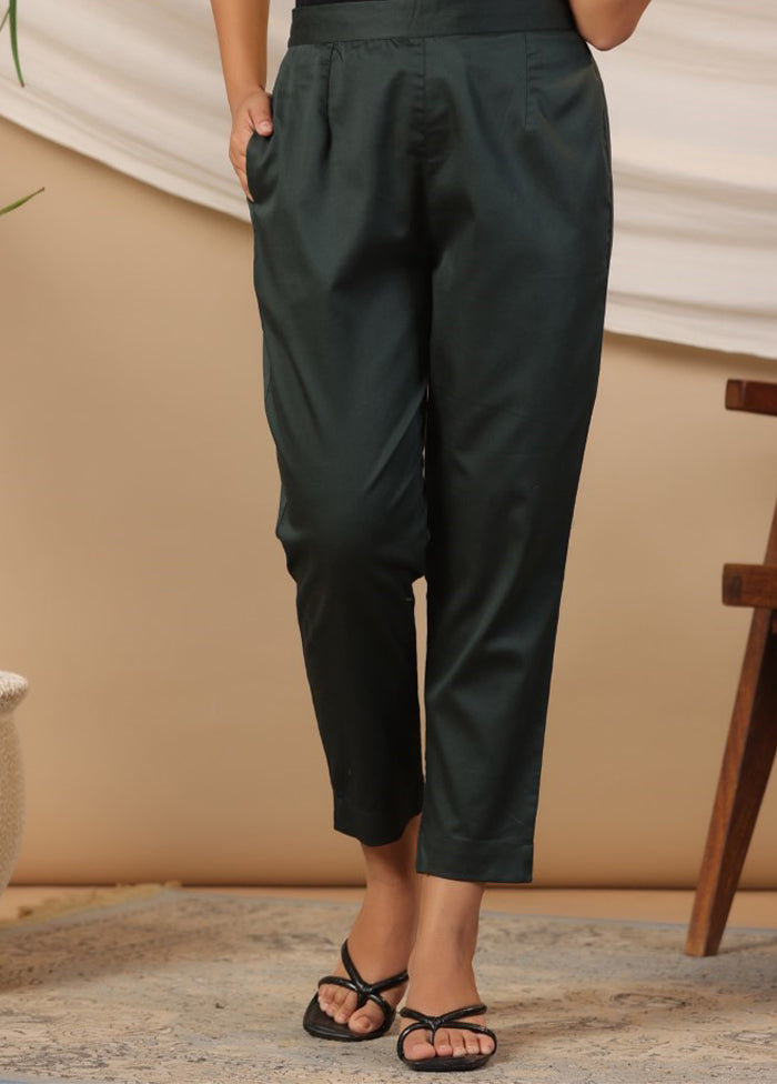 Jade Green Cotton Casual Pant