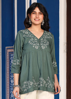 Green Readymade Rayon Tunic