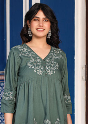 Green Readymade Rayon Tunic