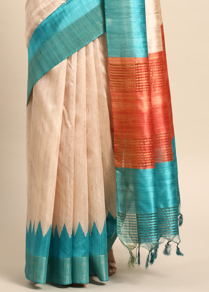 Firoza Tussar Silk Saree With Blouse Piece