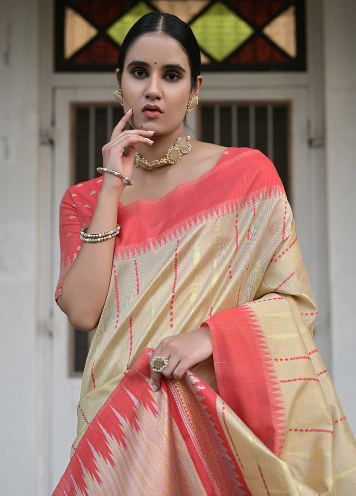 Chiku Dupion Silk Saree With Blouse Piece