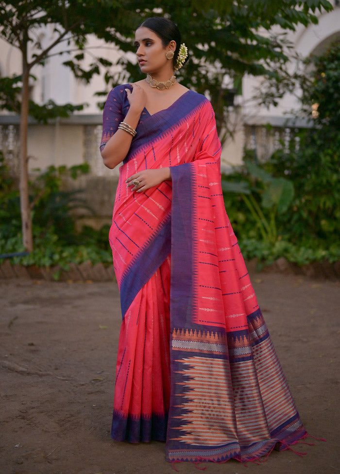 Rani Dupion Silk Saree With Blouse Piece