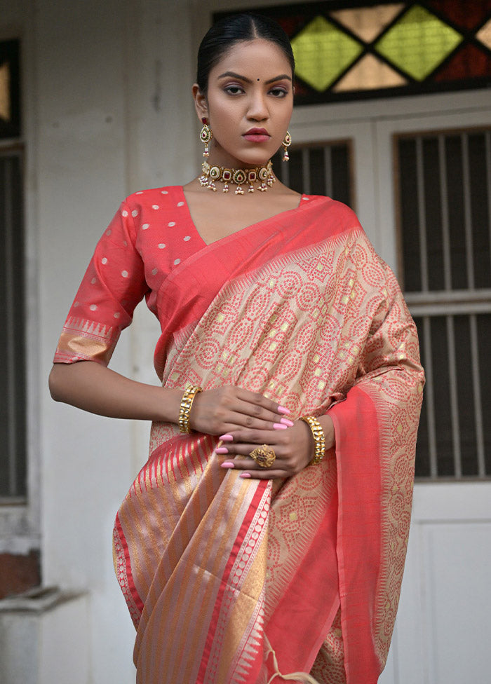 Chiku Dupion Silk Saree With Blouse Piece