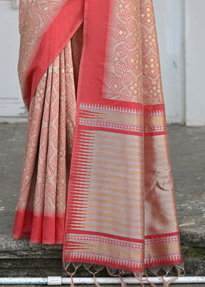 Chiku Dupion Silk Saree With Blouse Piece