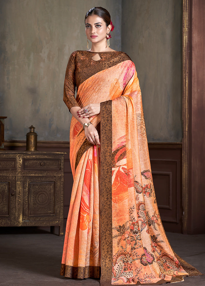 Multicolor Dupion Silk Saree With Blouse Piece - Indian Silk House Agencies