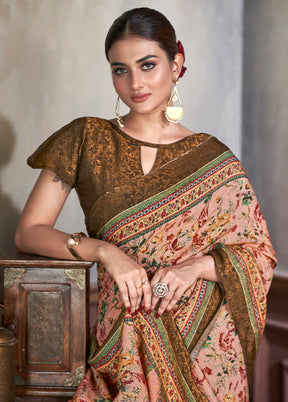 Multicolor Dupion Silk Saree With Blouse Piece - Indian Silk House Agencies