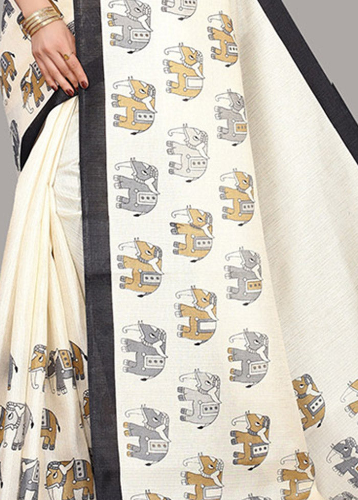 White Spun Silk Woven Saree With Blouse Piece - Indian Silk House Agencies